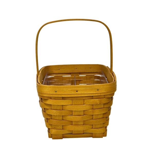 Longaberger 2002 Spring Market Basket w/Handle 4 Section Divider Double Signed - Picture 2 of 9